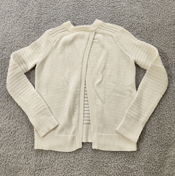 Rag and Bone White Open Weave Cross Back Crewneck Cotton Sweater - Picture 4 of 6